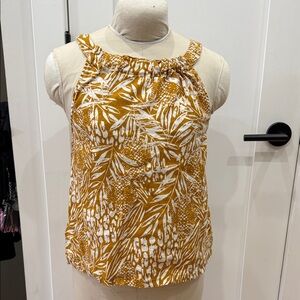 Christian Siriano Linen Leaf-Print Halter Camisole Medium